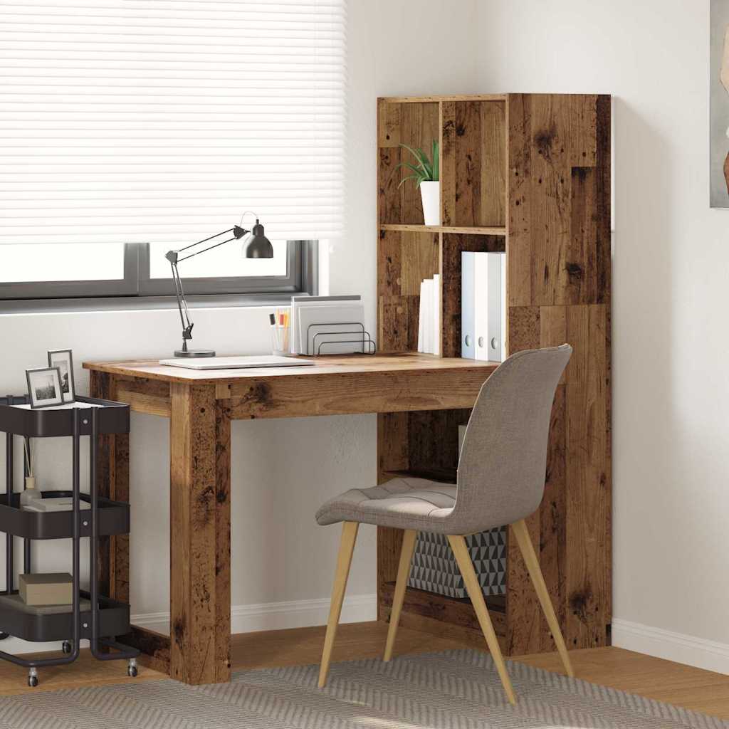 Schreibtisch mit Regal Schwarz Eichen-Optik 122 x 67 x 145 cm