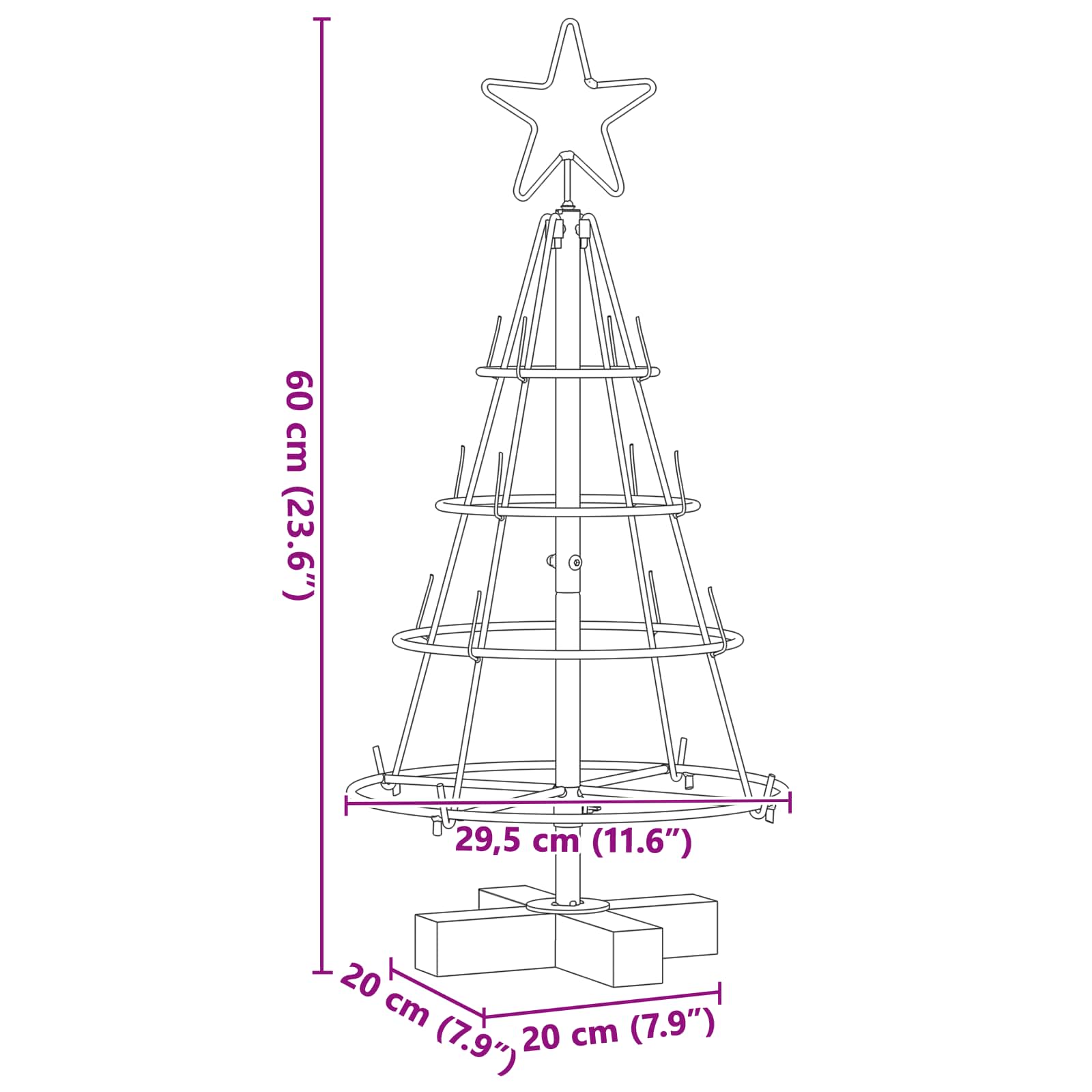 Weihnachtsdeko mit Ständer Schwarz 60 cm Stahl