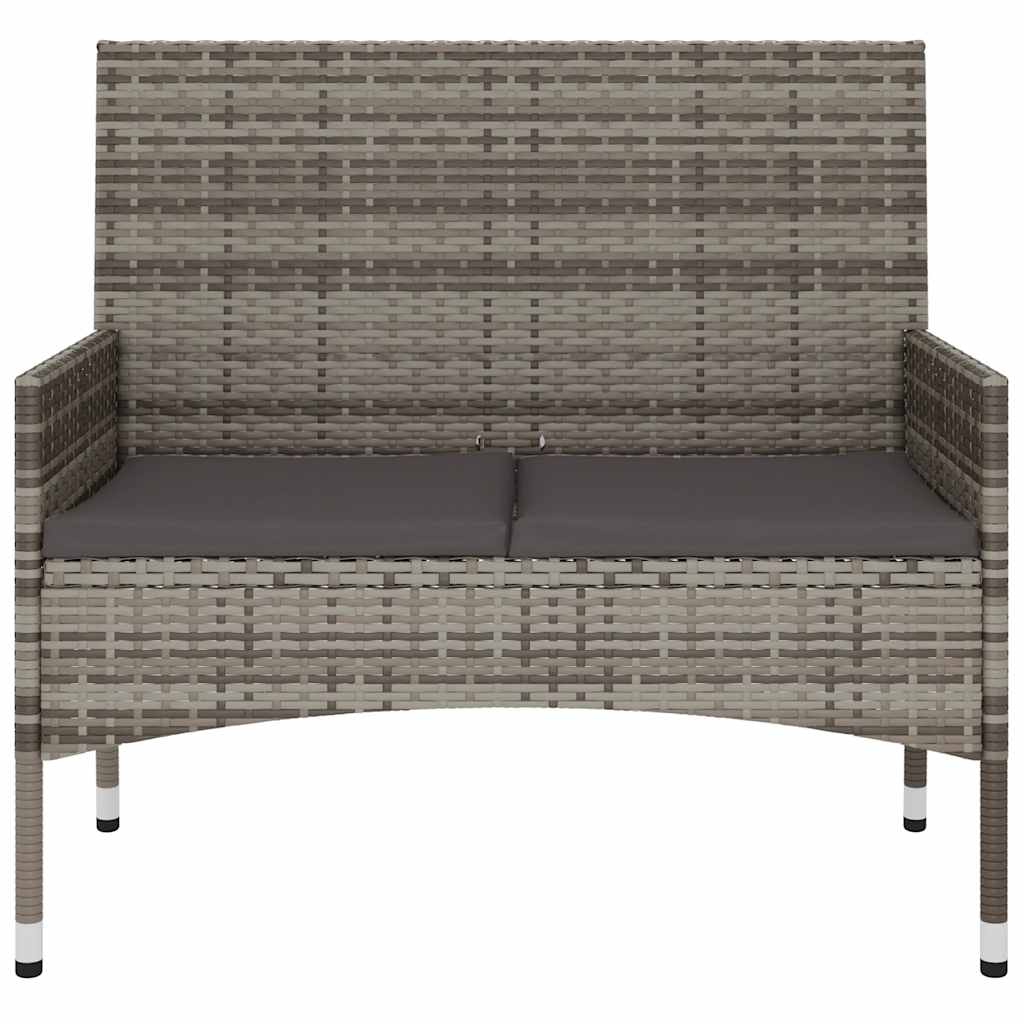 Gartenbank 2-Sitzer mit Kissen Braun Poly Rattan