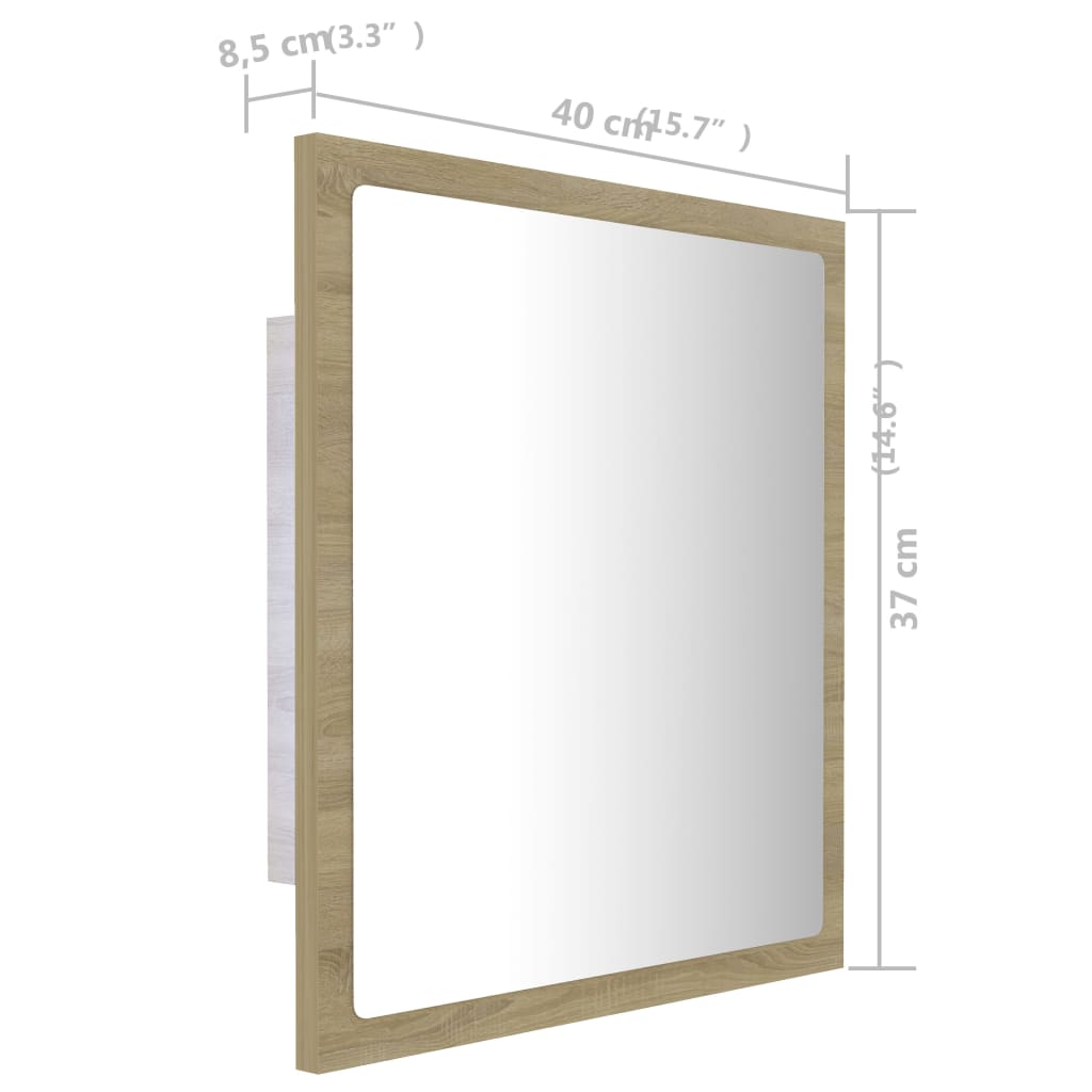 LED-Badspiegel Weiß 40x8,5x37 cm Acryl