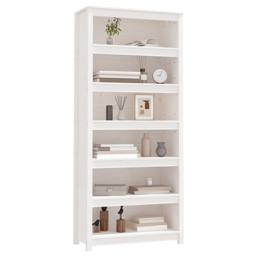 Bücherregal Grau 80x35x68 cm Massivholz Kiefer