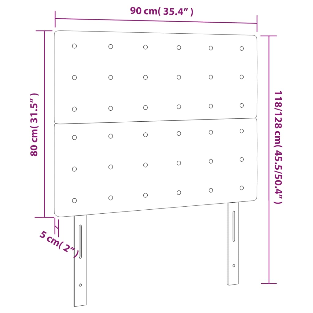 Kopfteil Hellgrau 80x5x118/128 cm Samt