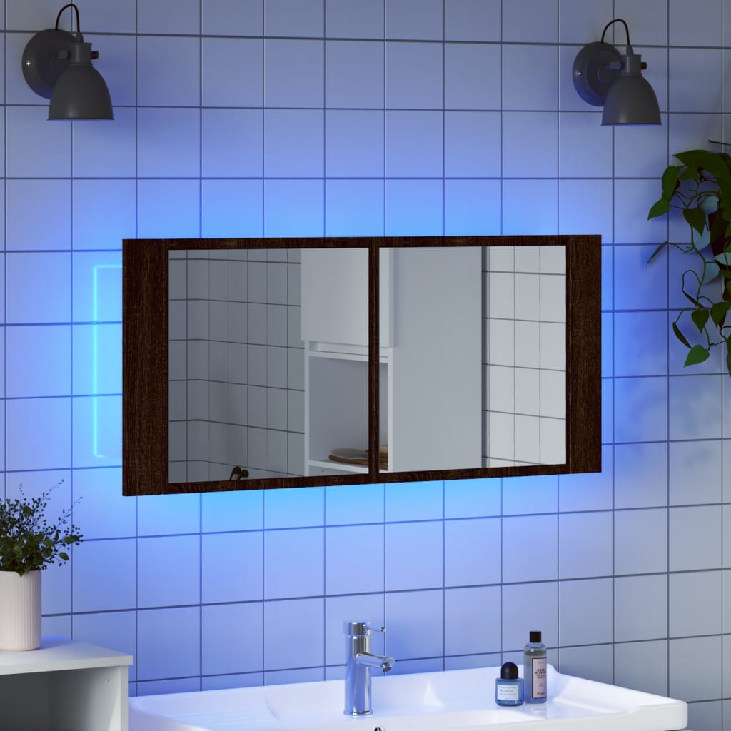 LED-Bad-Spiegelschrank Weiß 100x12x45 cm Acryl
