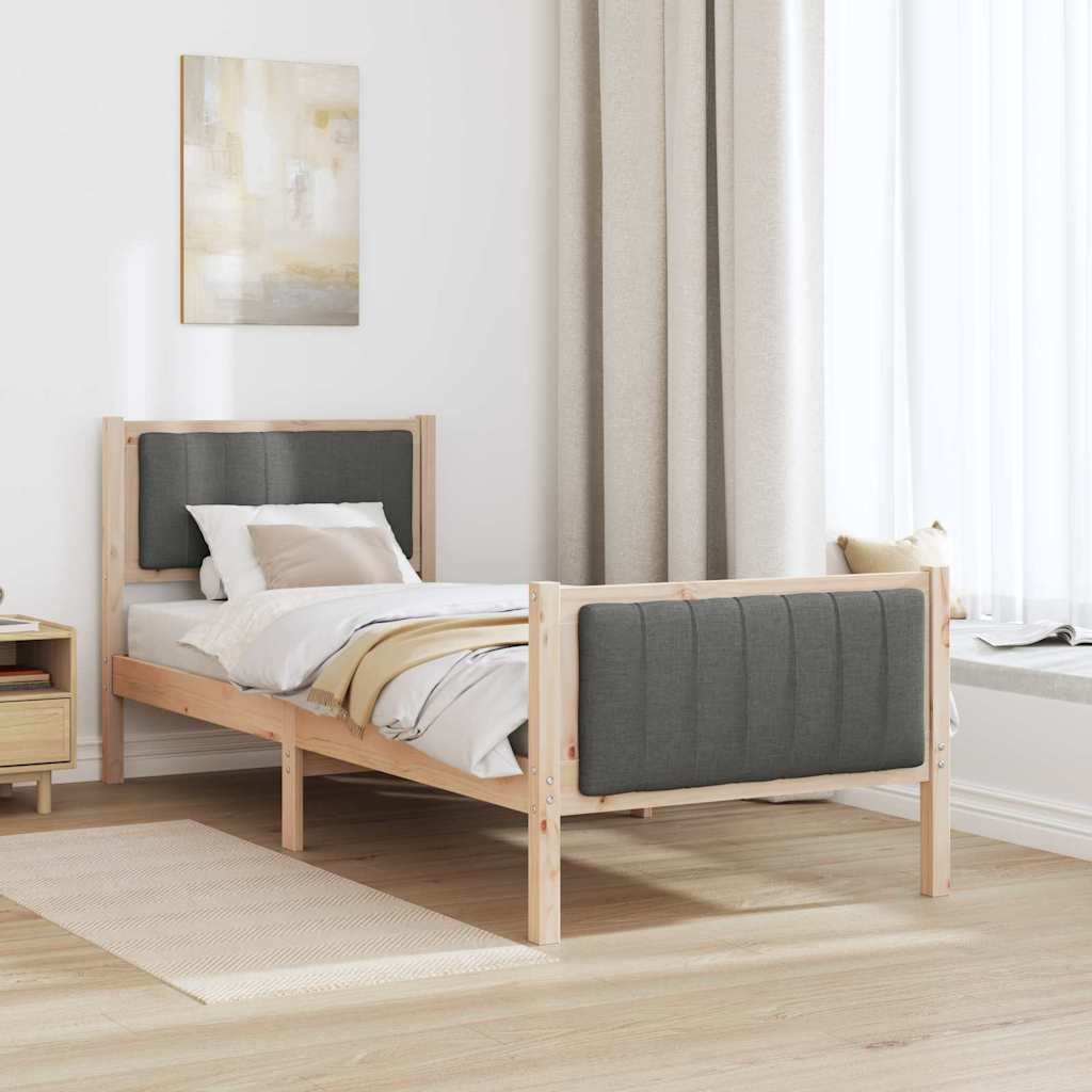 Bettgestell Braun und hellgrau 200 x 200 cm Massivholz Kiefer
