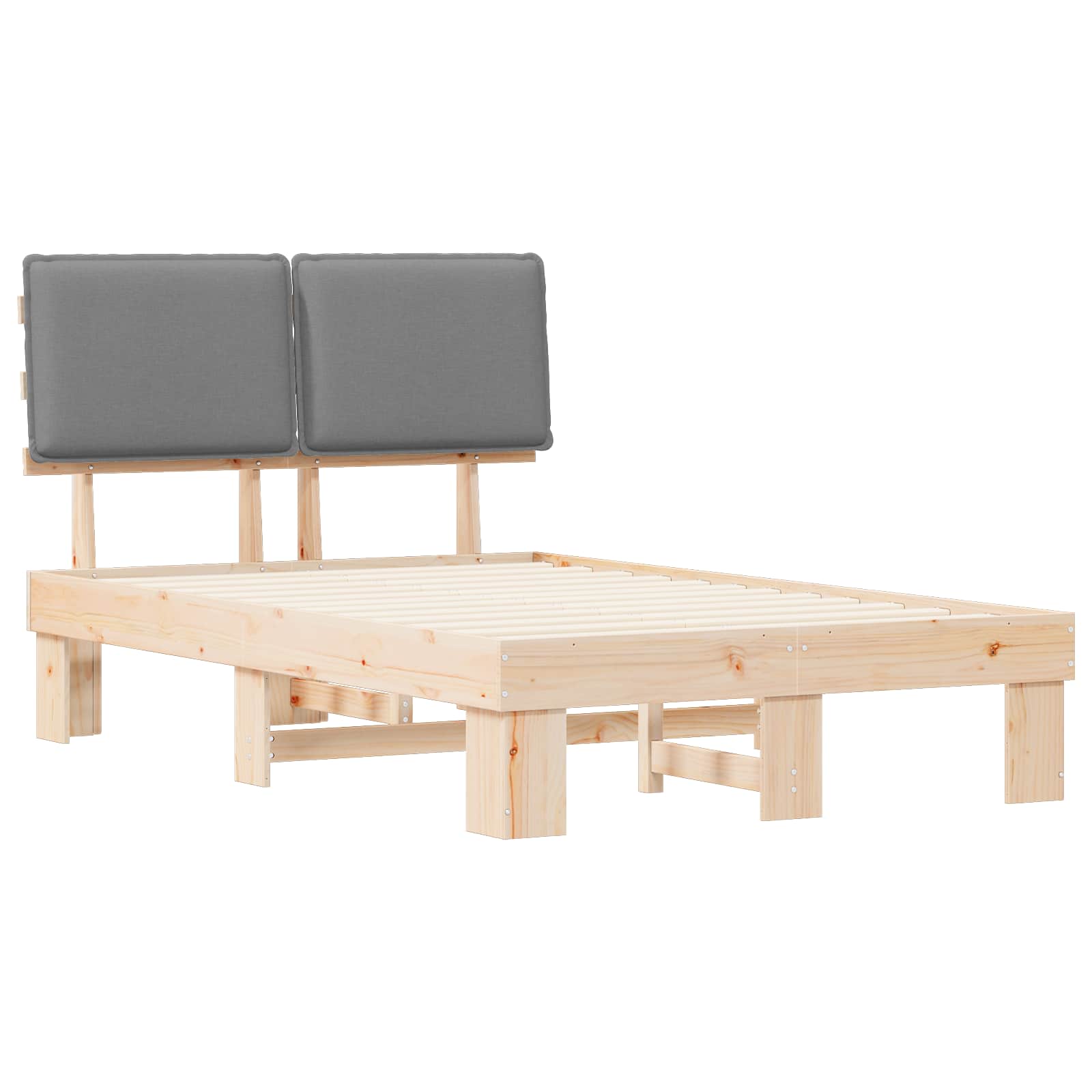 Bettgestell mit gepolstertem Kopfteil Hellgrau 200 x 200 cm