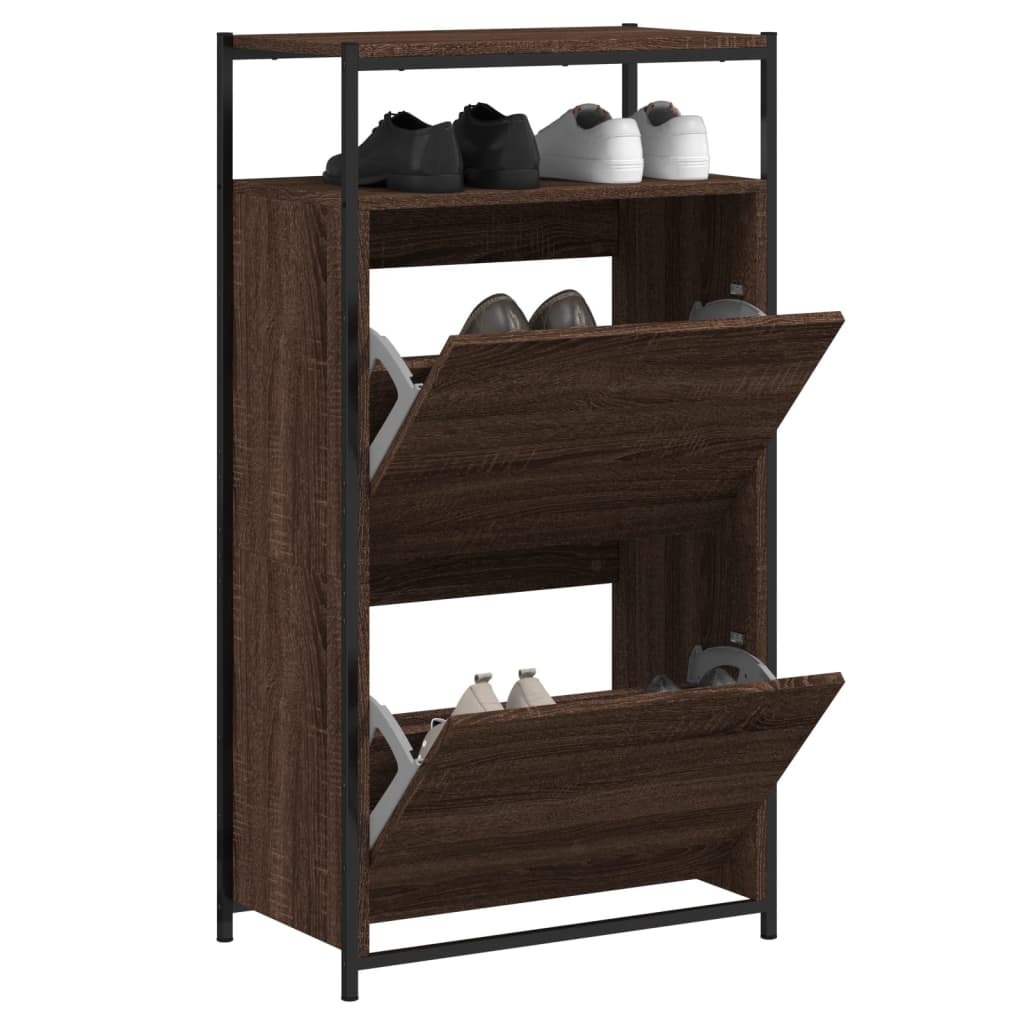 Schuhschrank mit 4 Klappen Sonoma-Eiche 100x34x112 cm