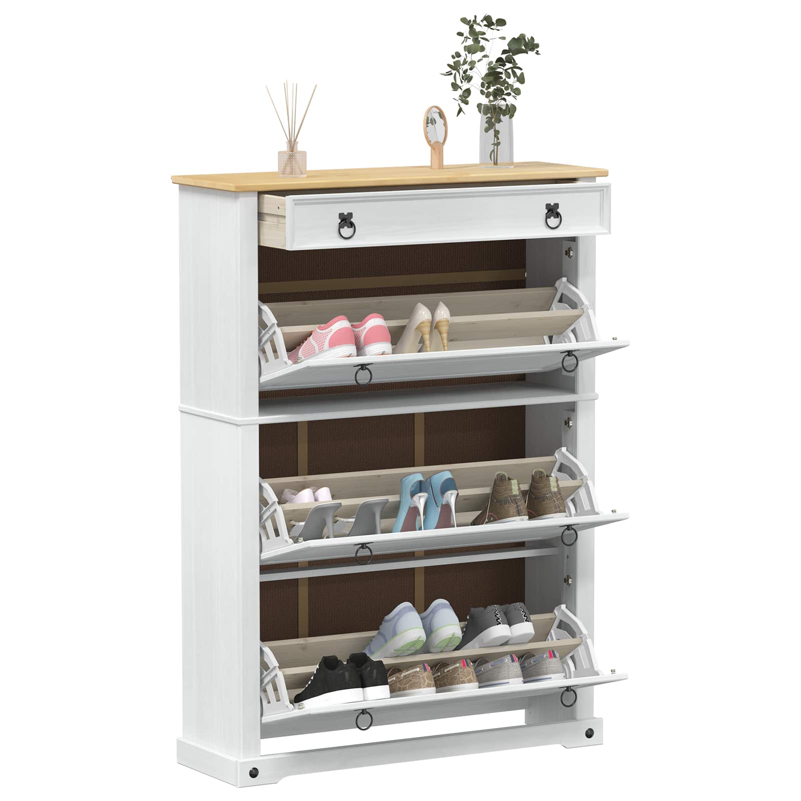 Schuhschrank Corona 99x32x47 cm Massivholz Kiefer