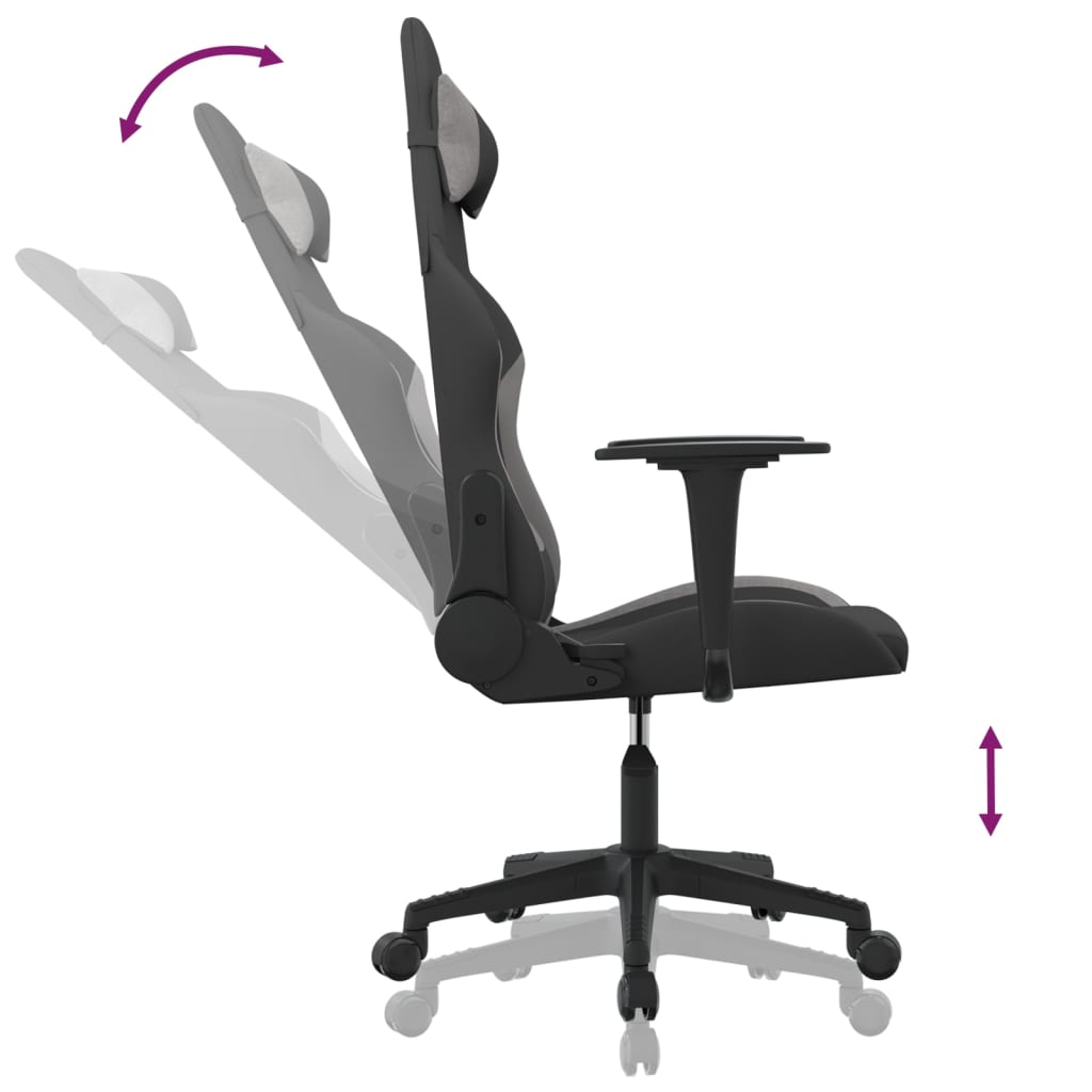 Gaming-Stuhl mit Massagefunktion Schwarz und Creme Stoff