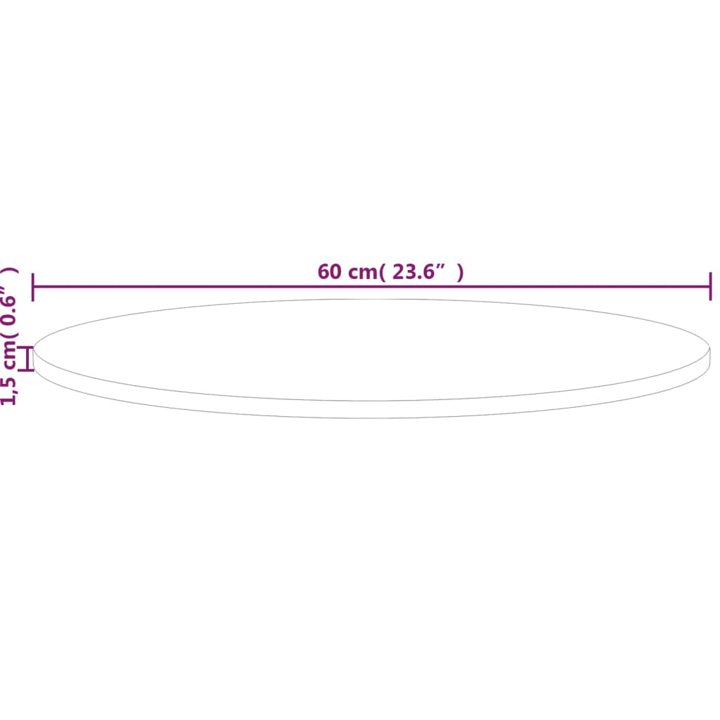 Runde Tischplatte Ø30x1,5 cm Unbehandeltes Massivholz Eiche