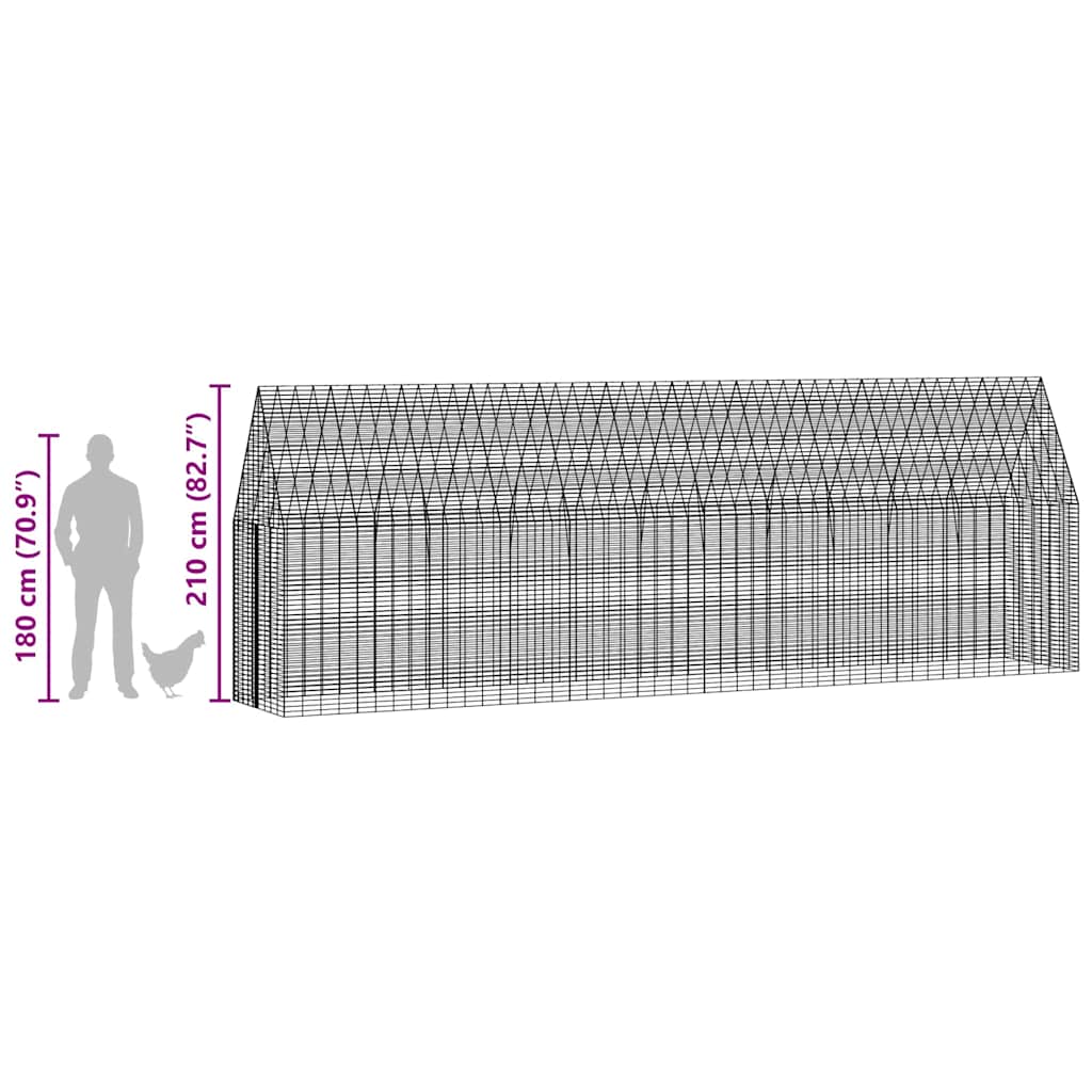 Hühnerkäfig 2 pcs Silber 600 x 100 x 210 cm Verzinkter Stahl