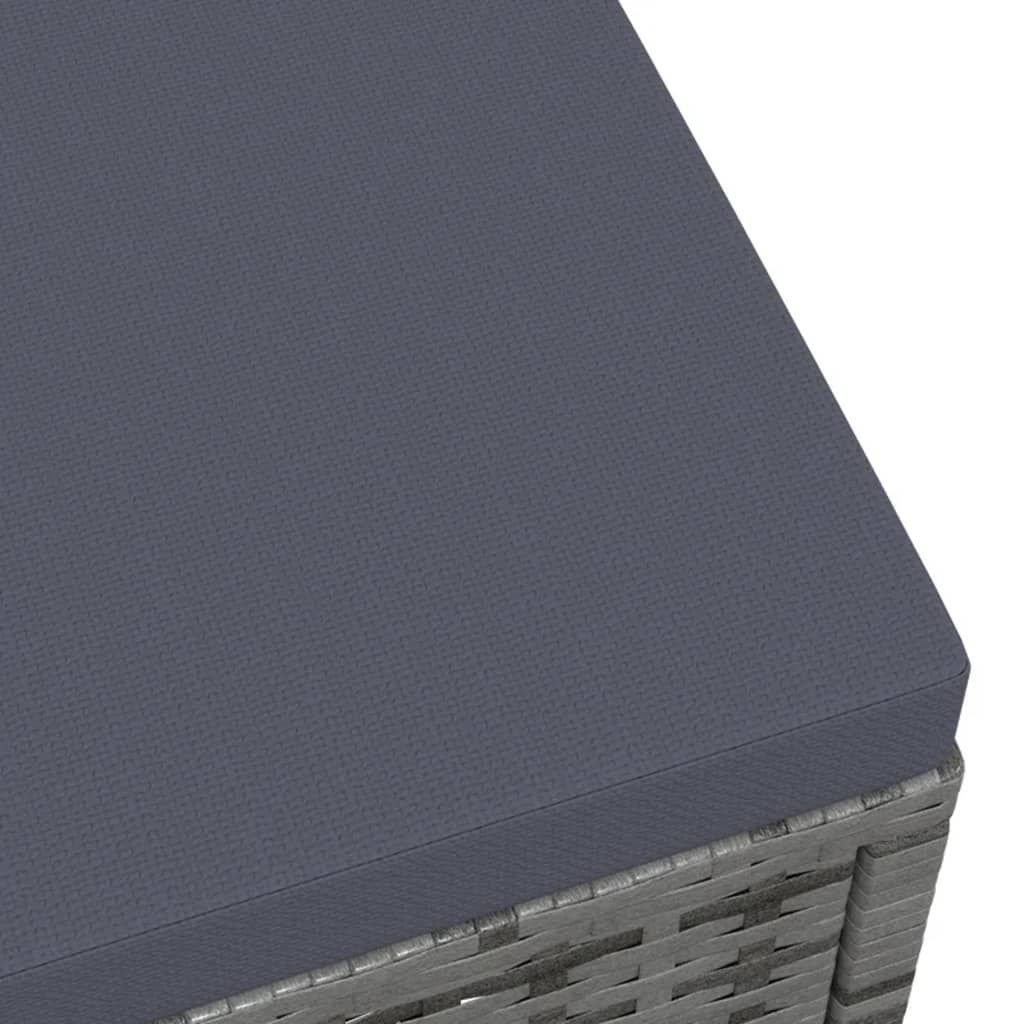 Outdoor-Fußhocker mit Kissen Grau Polyrattan