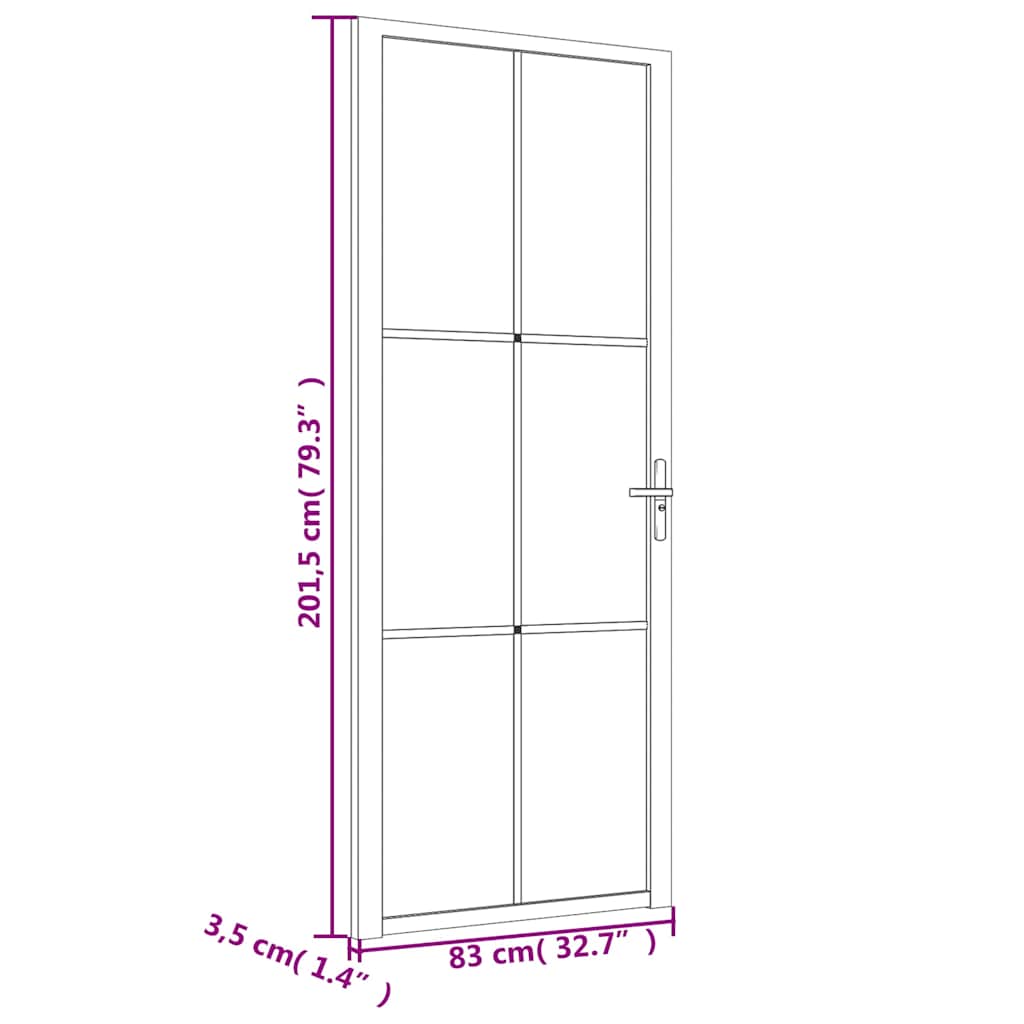 Innentür ESG Glas und Aluminium 76x201,5 cm Schwarz