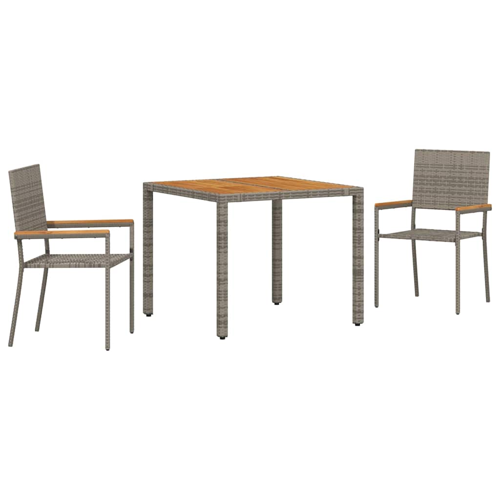 Garten Essgruppe 3 pcs Schwarz Poly-Rattan