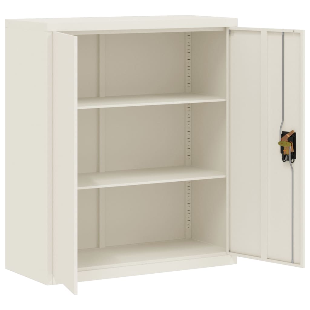 Aktenschrank mit 2 Türen Grau 90 cm Stahl