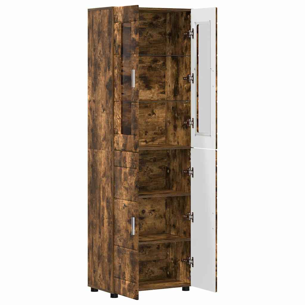 Highboard mit Regal FLORIN Weiß 60 x 35 x 182 cm Holzwerkstoff