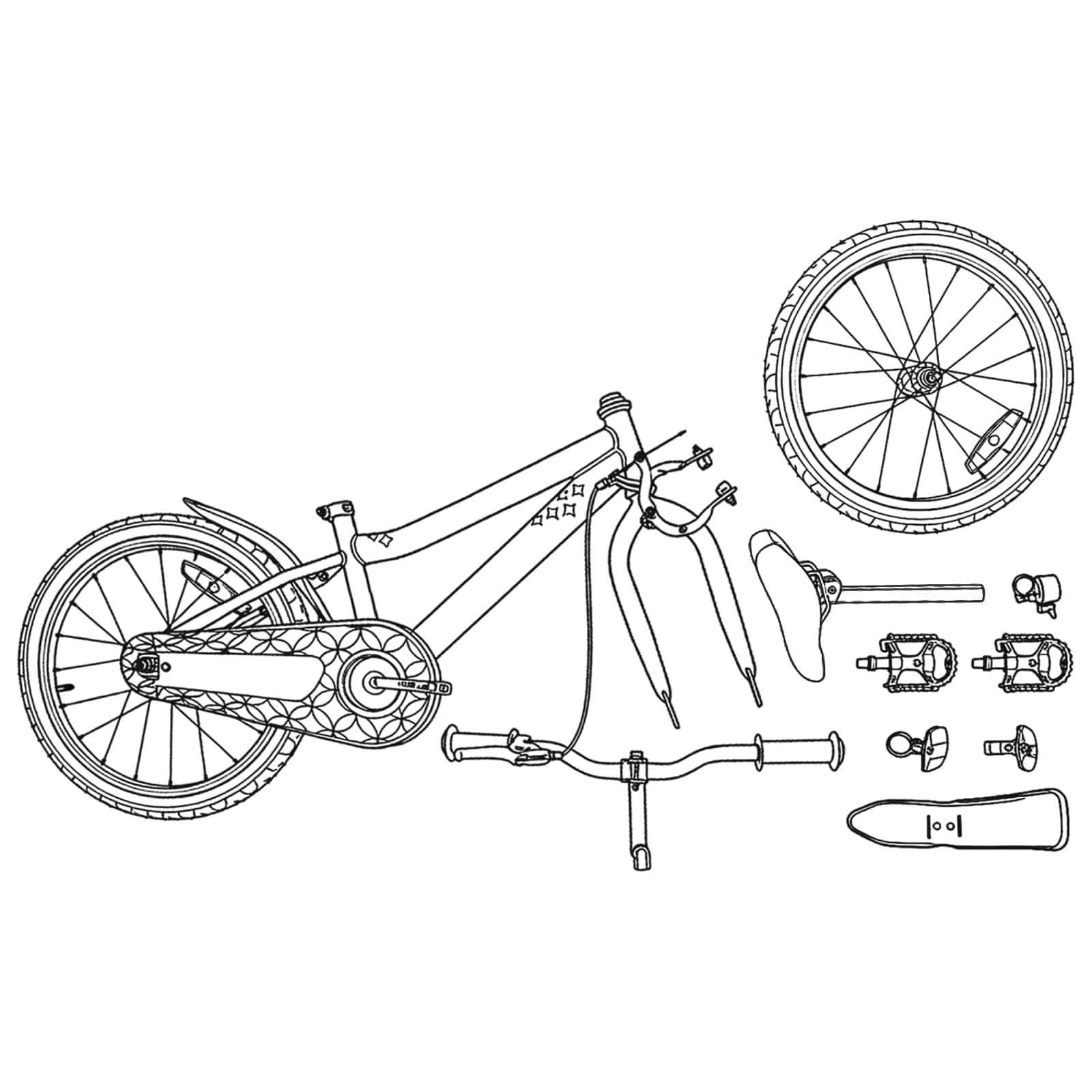 Kinderfahrrad 12 Zoll für 2-4 Jahre alt Schwarz