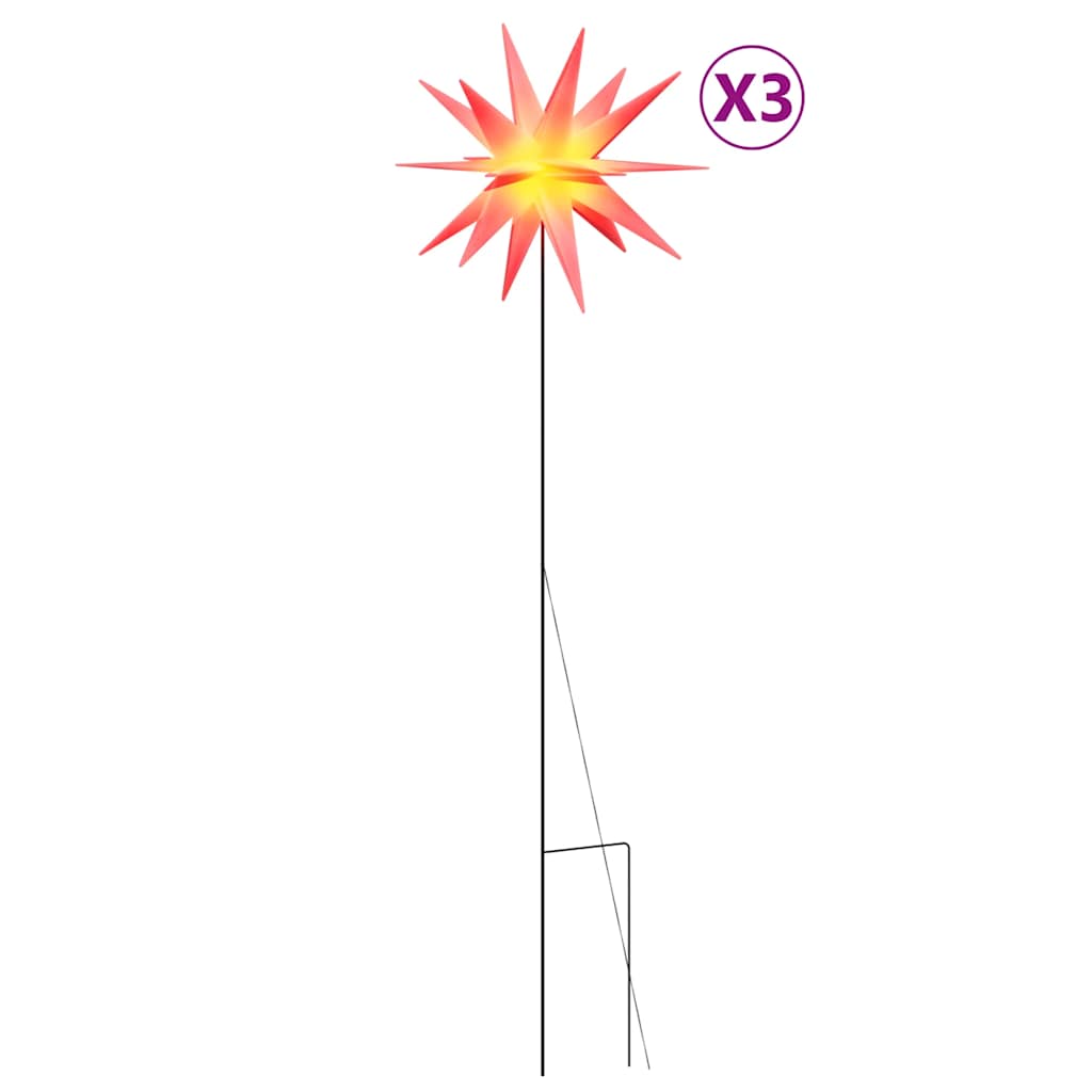 LED-Weihnachtssterne 3 Stk. mit Erdspießen Faltbar Gelb 57 cm