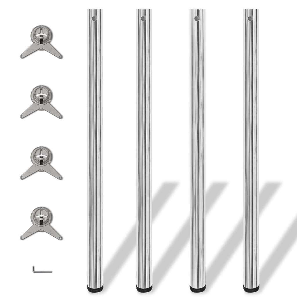 4x höhenverstellbares Tischbein Tischbeine Chrom 710 mm