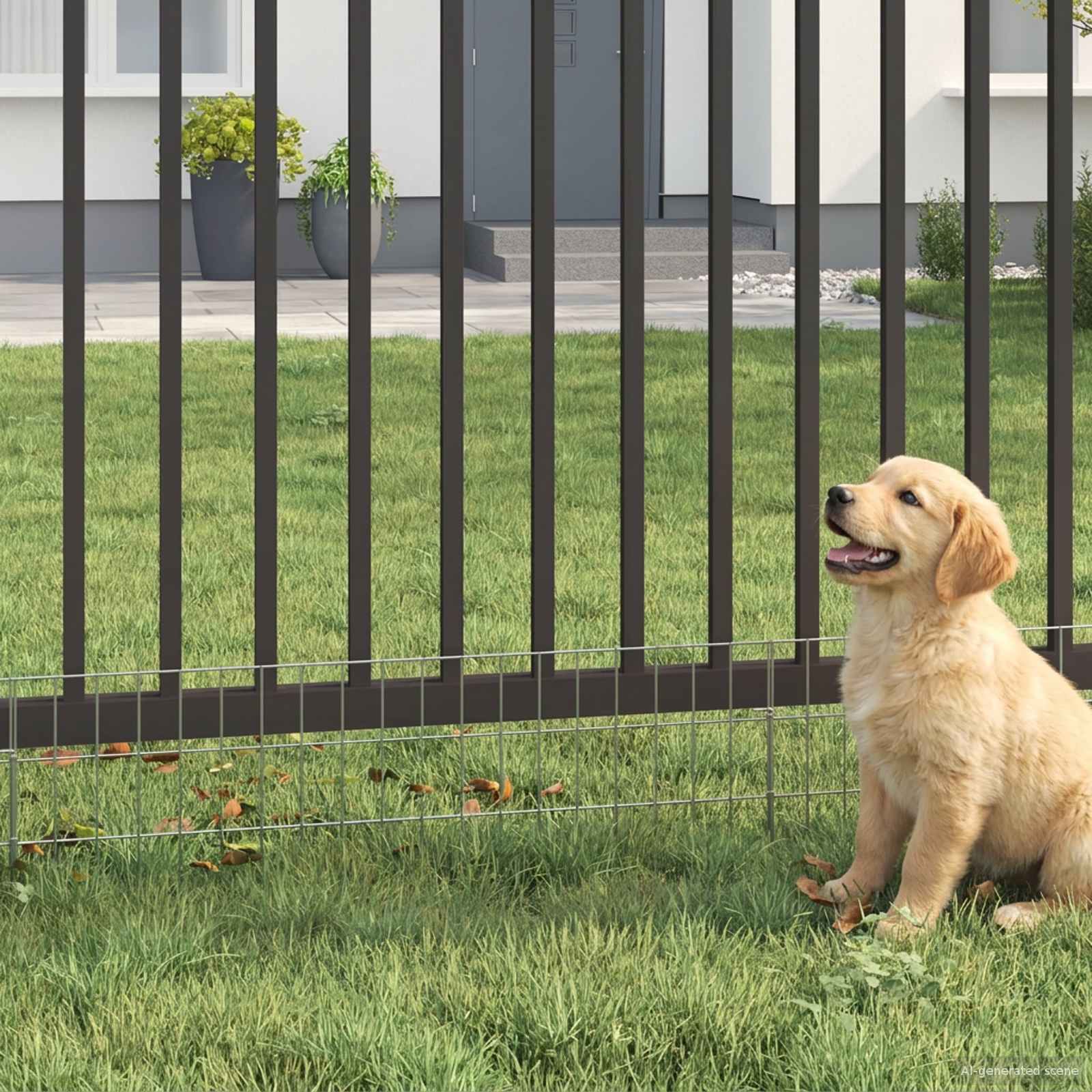 Gartenzaun mit Pfählen 12 pcs 35 x 30 cm Mesh Verzinkter Stahl