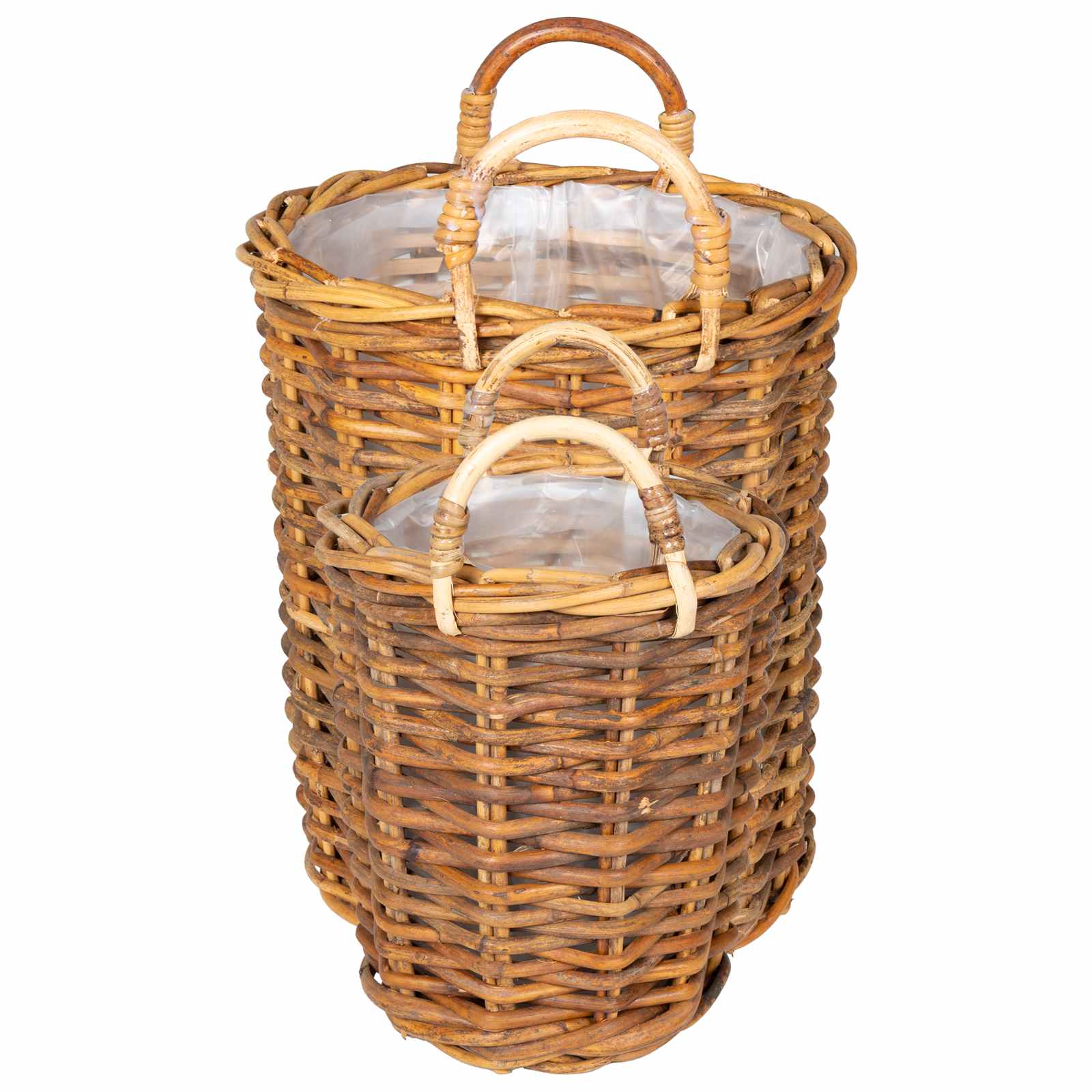 Blumentopfkorb mit Speicher 2 Stk. Natürliches Grau Kubu Rattan