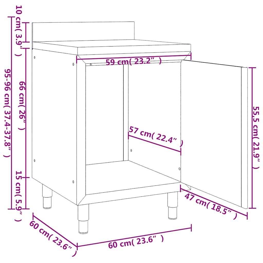 Gewerbe-Küchenschrank mit 2 Schubladen 50x60x96 cm