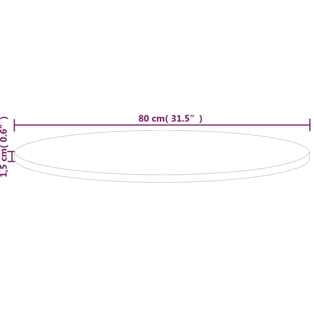 Runde Tischplatte Ø30x1,5 cm Unbehandeltes Massivholz Eiche