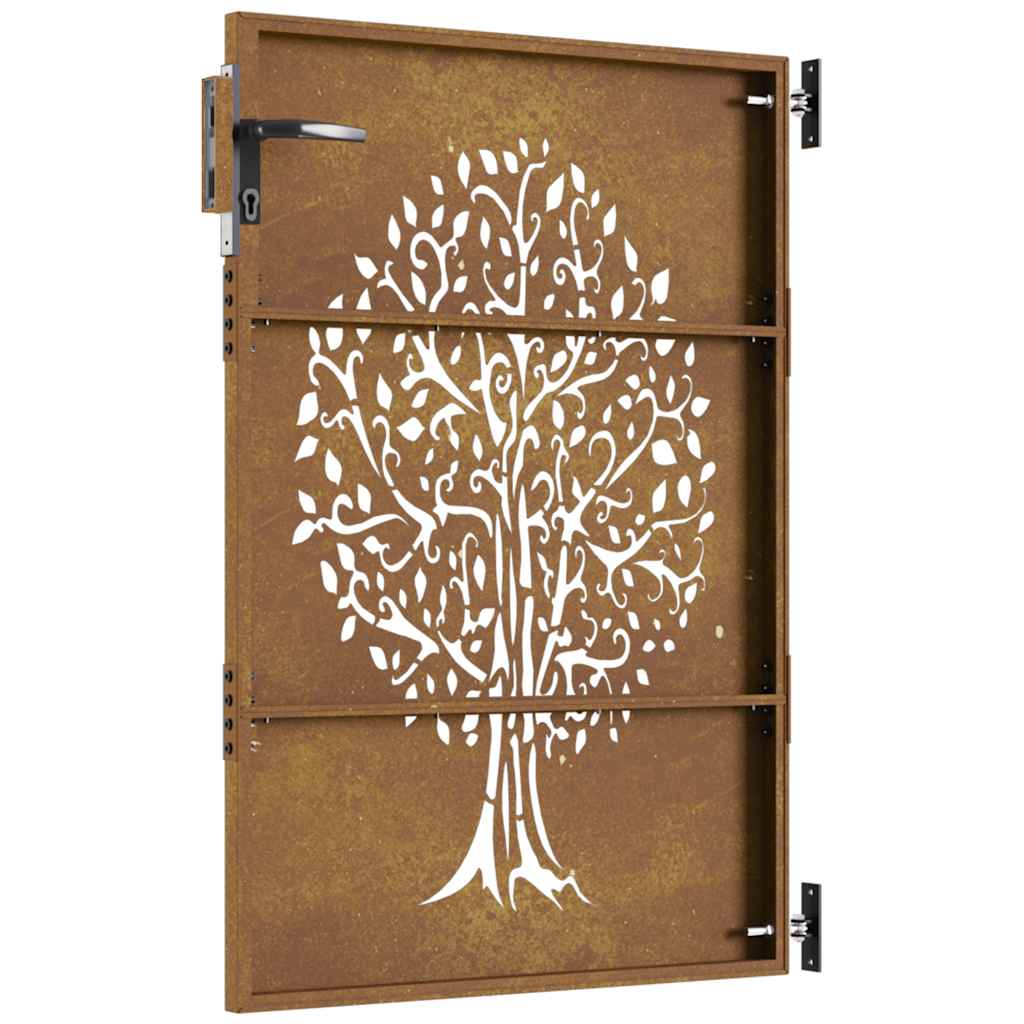 Gartentor 85x75 cm Cortenstahl Baum-Design
