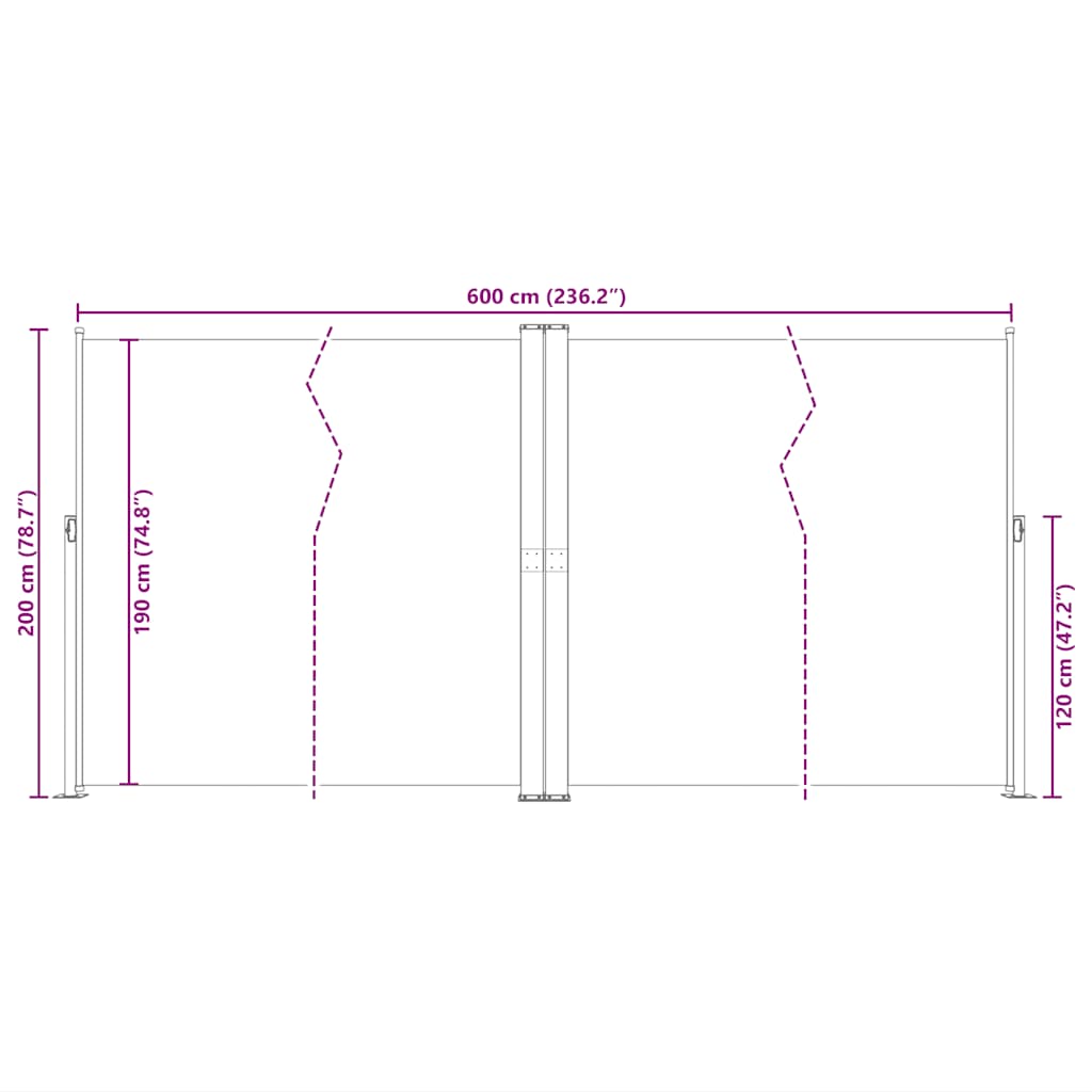 Ausziehbare Seitenmarkise 160×600 cm Braun