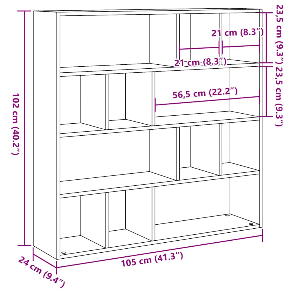 Bücherregal/Raumteiler Weiß 105x24x102 cm
