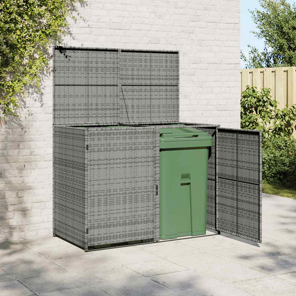 Mülltonnenbox für 2 Tonnen Poly Rattan Schwarz 148x80x111 cm
