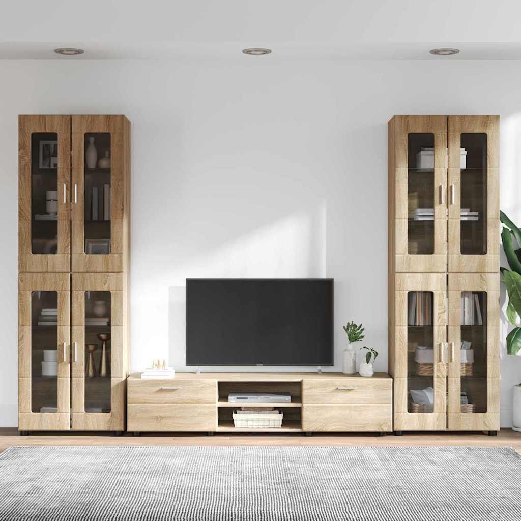 Highboard mit Regal FLORIN Weiß 60 x 35 x 182 cm Holzwerkstoff