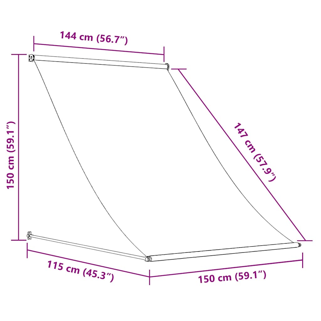Markise Einziehbar Anthrazit 100x150 cm Stoff und Stahl
