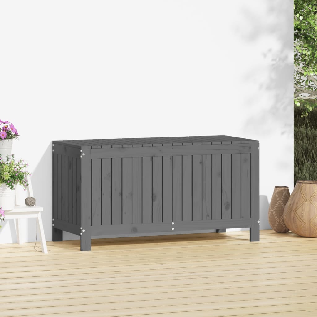 Gartentruhe Grau 76x42,5x54 cm Massivholz Kiefer