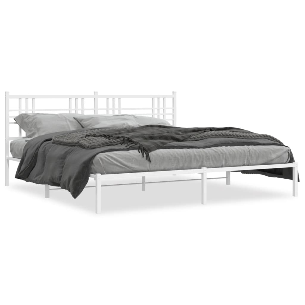 Bettgestell mit Kopf- und Fußteil Metall Schwarz 90x200 cm
