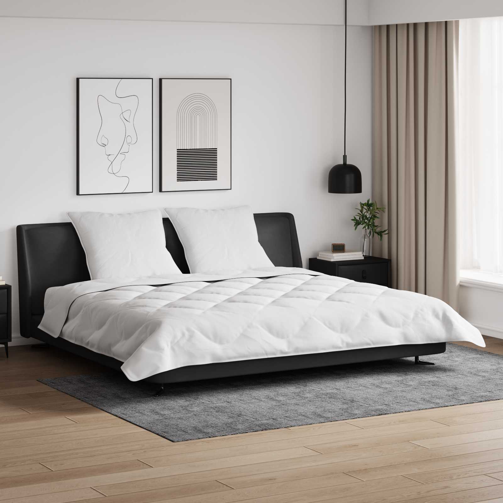 Decke mit Kissen 3 pcs Weiß Mikrofaser und Daunenfedern