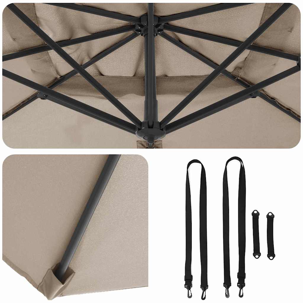 Roma Parasol Beige 286 x 284 x 265 cm Aluminium und Polyester