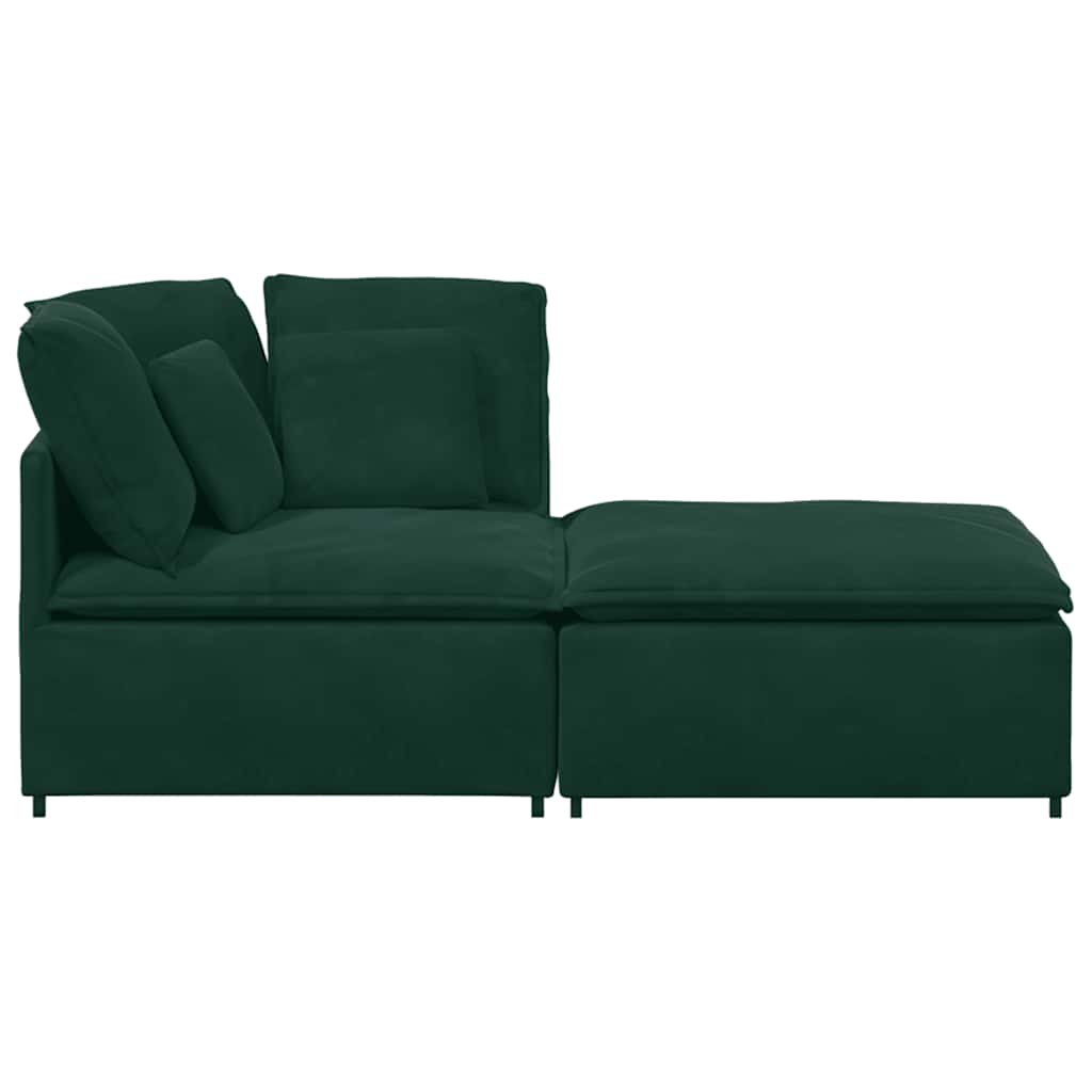 Modulares Sofa mit Fußhocker Kissen Samt Blau