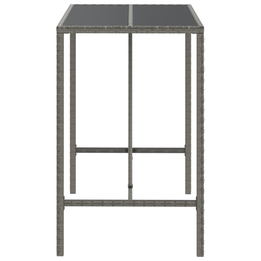 Bartisch mit Glasplatte Schwarz 110x70x110 cm Poly Rattan