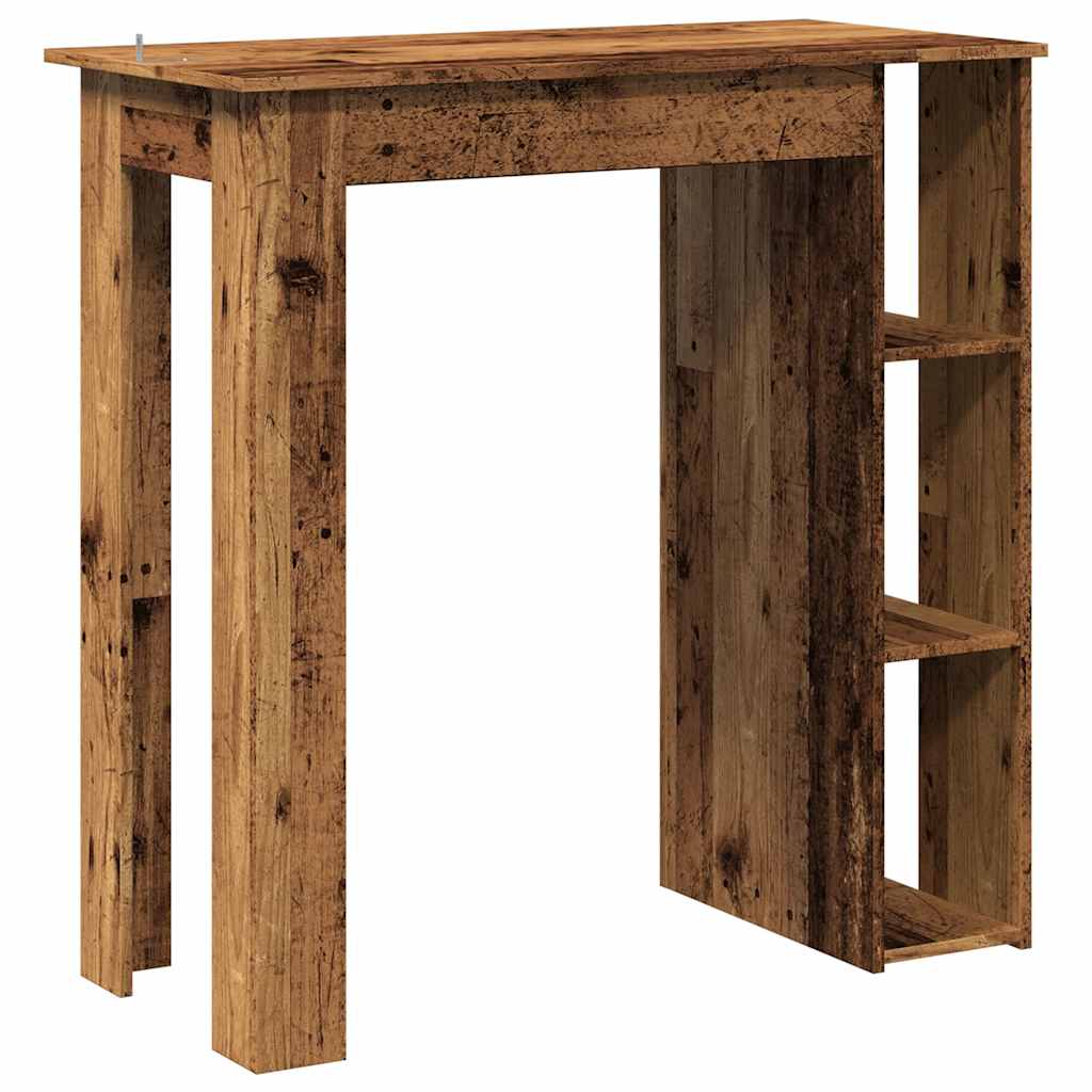 Bartisch mit Regal Weiß 102x50x103,5 cm Holzwerkstoff