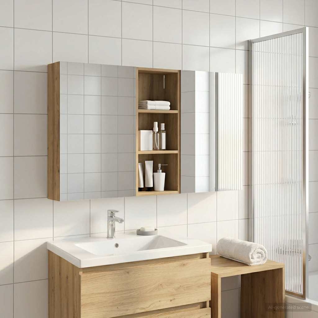 Badezimmerschrank-Set 3 pcs 80 x 10,5 x 50 cm Holzwerkstoff