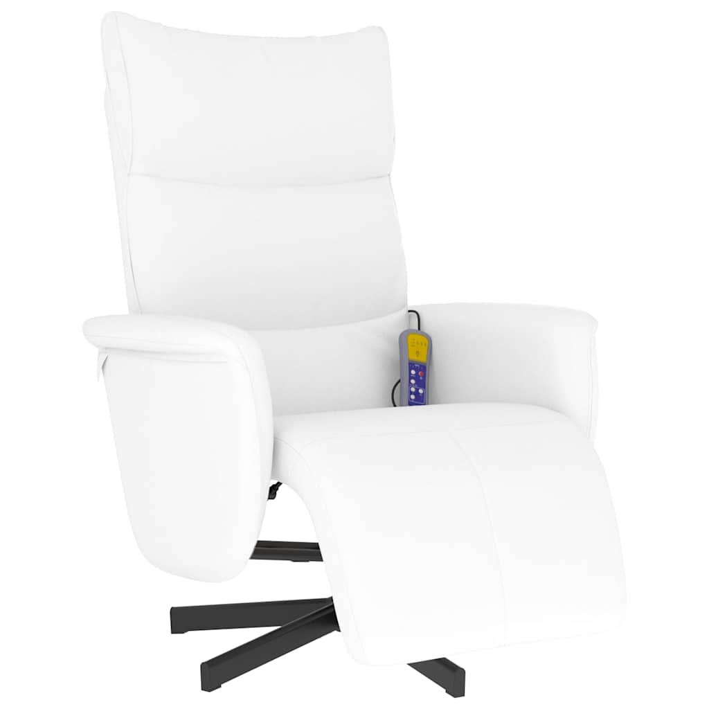 Massagesessel mit Fußteil Creme Kunstleder