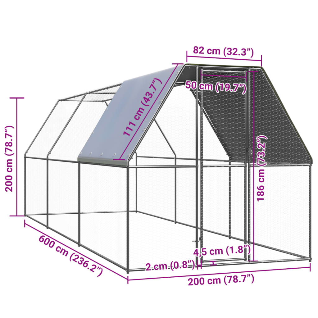 Outdoor-Hühnerkäfig 2x2x2 m Verzinkter Stahl