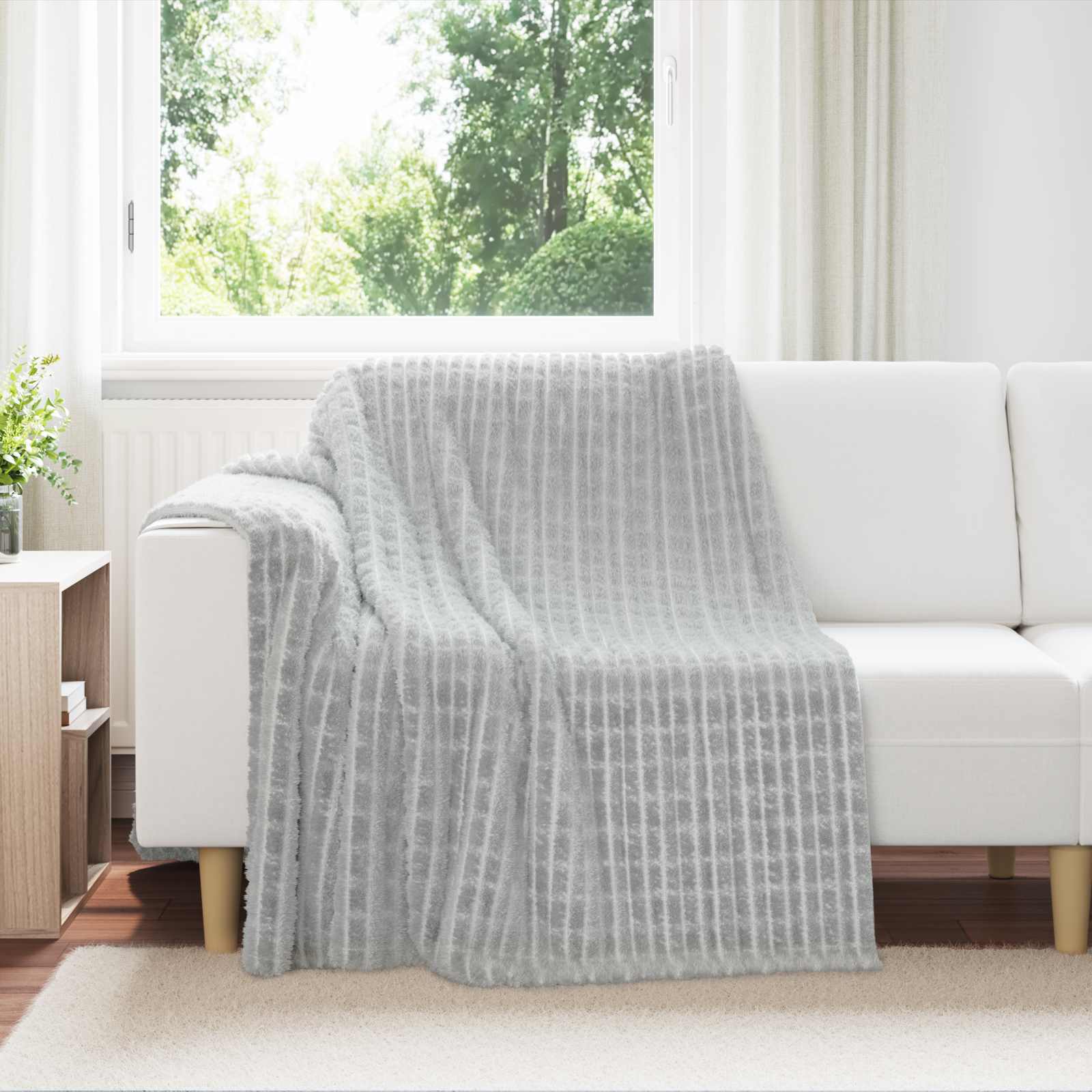 Überwurfdecke Beige 150 x 130 cm Fleece