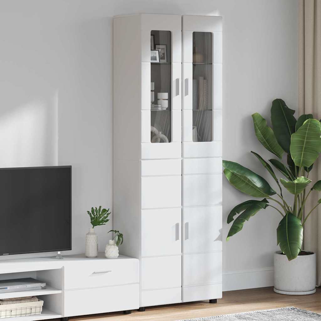 Highboard mit Regal FLORIN Weiß 60 x 35 x 182 cm Holzwerkstoff