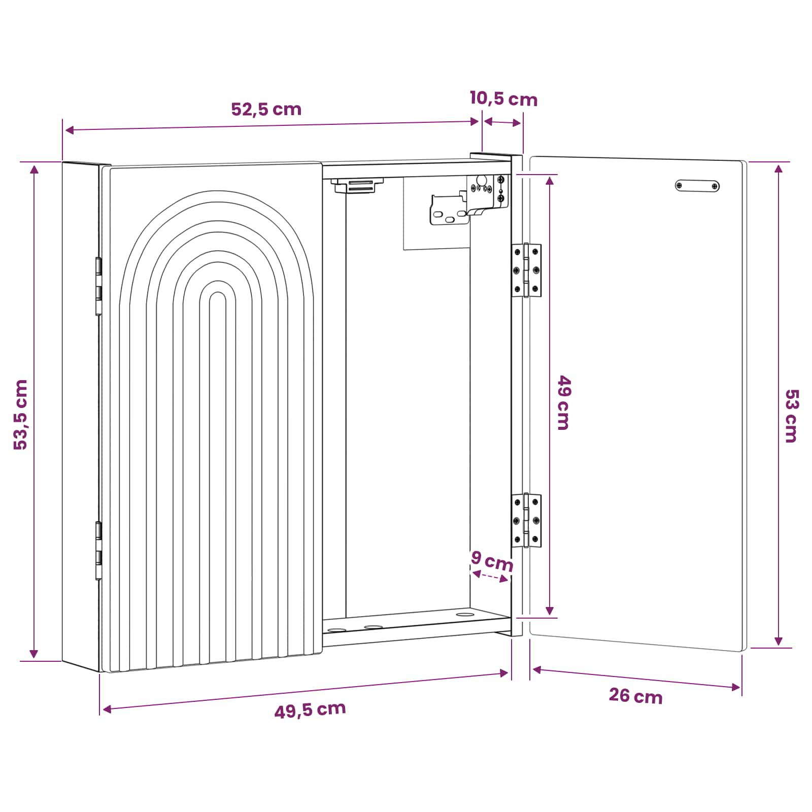 Dartboard Schrank ALKMAAR Weiß 52,5 x 10,5 x 53,5 cm