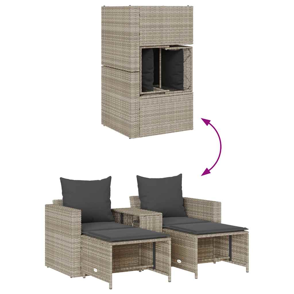 5-tlg. Garten-Sofagarnitur Kissen Stapelbar Schwarz Poly Rattan