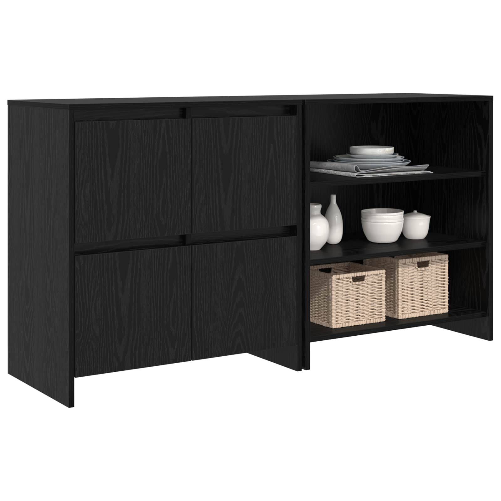 2-tlg. Sideboard Weiß Holzwerkstoff