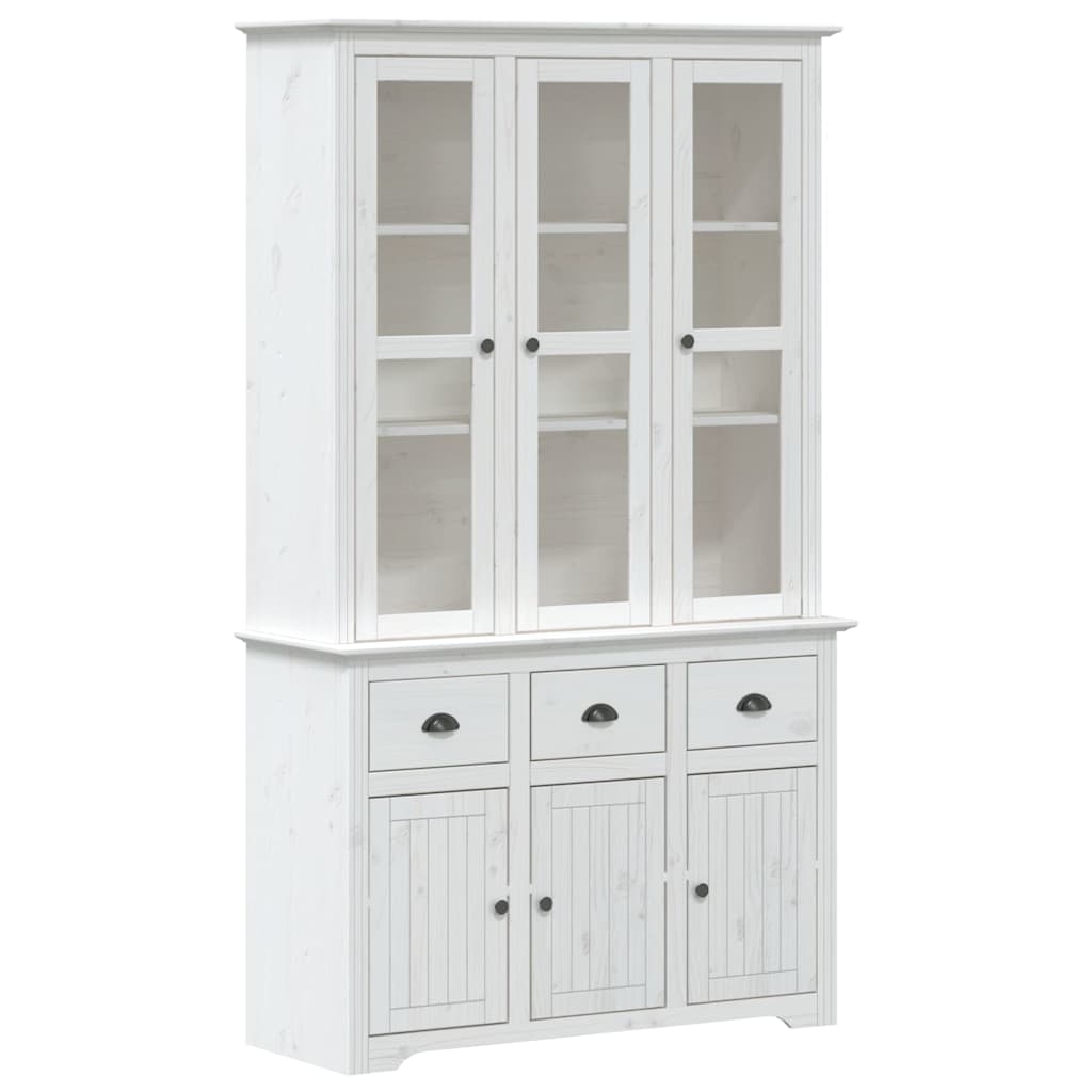 Highboard BODO Grau 115,5x43x200,5 cm Massivholz Kiefer
