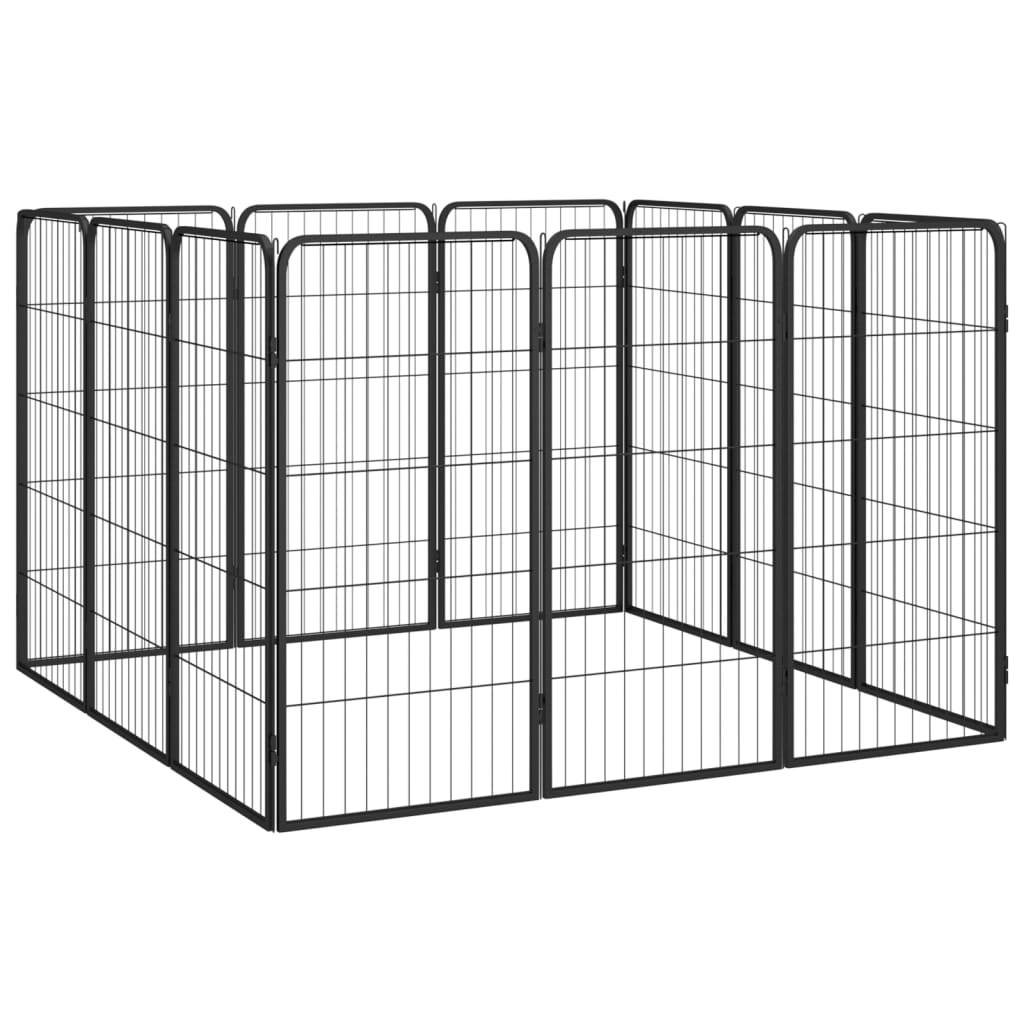 4-tlg. Hundelaufstall Schwarz 50x100cm Stahl Pulverbeschichtung