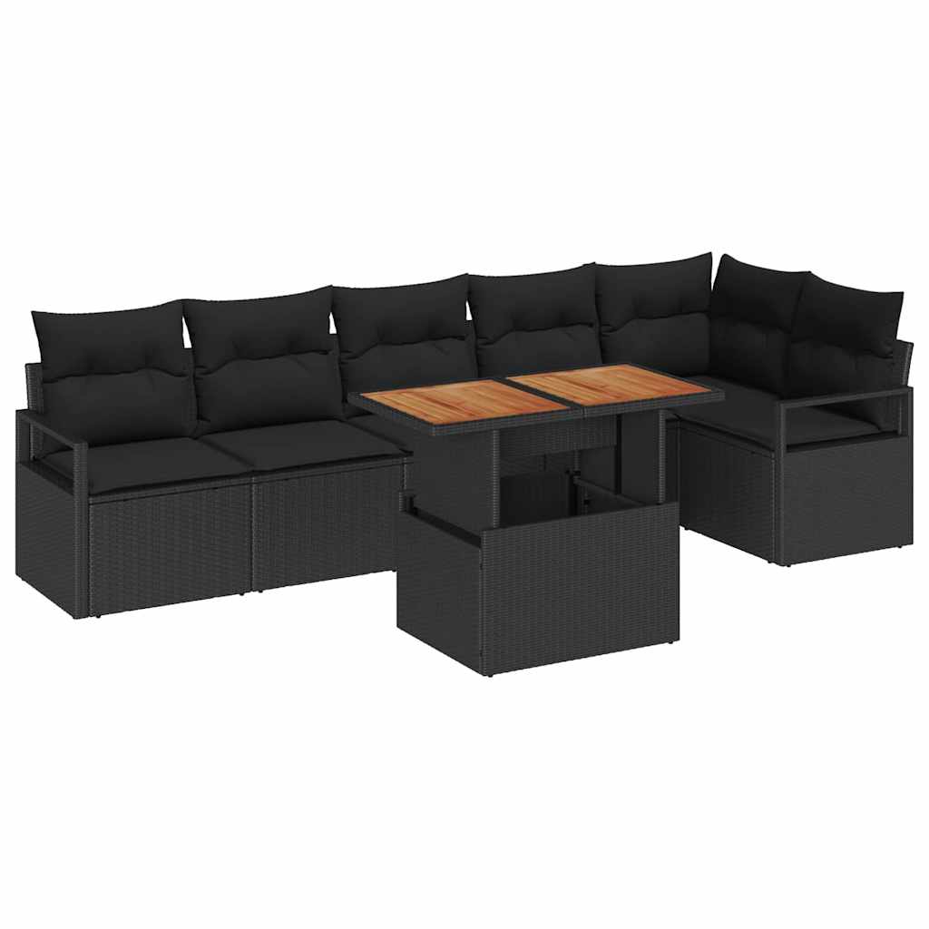 Garten Essgruppe mit Kissen 7 pcs Schwarz und Creme